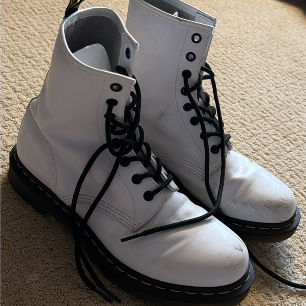 Dr. Martens White Lace-Up Boots